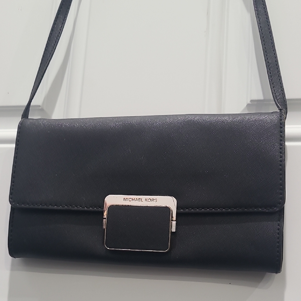 Michael Kors Black Clutch with Silver Accent